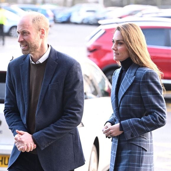 Le prince William, prince de Galles, et Catherine (Kate) Middleton, princesse de Galles, arrivent pour visiter l'Académie nationale de curling à Stirling, Royaume Uni, le 20 janvier 2026. © Backgrid UK/Bestimage