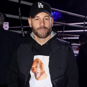 Franck Gastambide - Kévin "the Punisher" Lele Sadjo conserve son titre européen de champion EBU de boxe catégorie super-moyens face à l'italien Giovanni de Carolis par KO technique (TKO) suite à l'abandon de son adversaire dans le 8ème round au palais des sports de Levallois-Perret, France, le 9 mars 2024. © Christophe Clovis / Bestimage