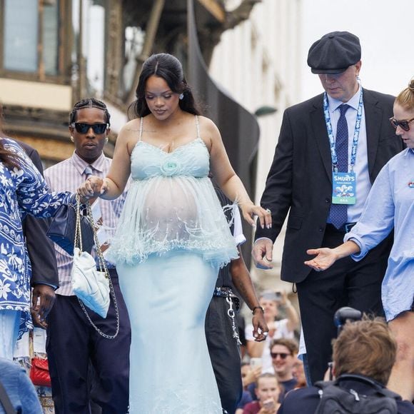 Rakim Athelaston Mayers aka ASAP Rocky et Robyn Rihanna Fenty photographiés lors de la première mondiale du nouveau film 'De Smurfen/ Les Schtroumpfs, le 28 juin 2025 à Bruxelles, Belgique. Photo by ABACAPRESS.COM