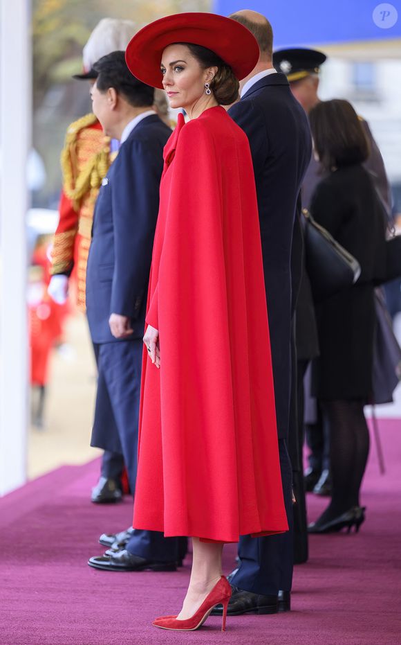Catherine (Kate) Middleton, princesse de Galles - Cérémonie de bienvenue du président de la Corée du Sud et de sa femme à Horse Guards Parade à Londres, le 21 novembre 2023. © Julien Burton / Bestimage