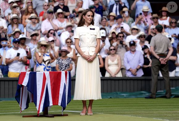 Kate Middleton, princesse de Galles, lors de la finale femme de Wimbledon le 12 juillet 2025. Photo by Andrew Matthews/PA Wire/ABACAPRESS.COM