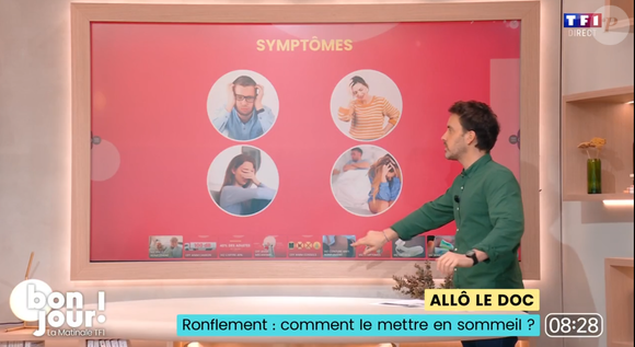 Vincent Valinducq donne des astuces anti-ronflements dans "Bonjour", le 9 avril 2025, sur TF1