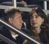 Daniel Riolo et Géraldine Maillet - People dans les tribunes lors du match de football PSG Vs Clermont (1-1) au Parc des Princes à Paris le 6 avril 2024.
© Cyril Moreau / Bestimage