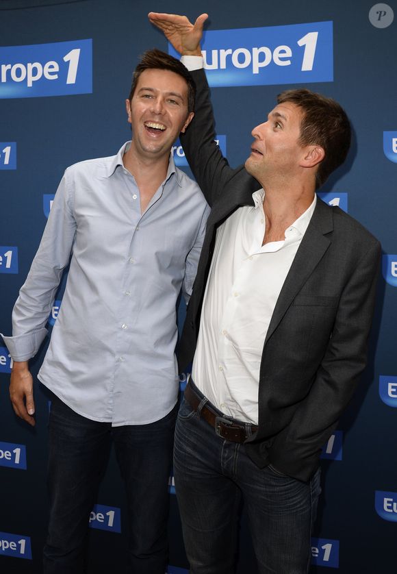 Maxime Switek et Thomas Sotto à la conférence de rentrée de Europe 1 à Paris, le 3 septembre 2014