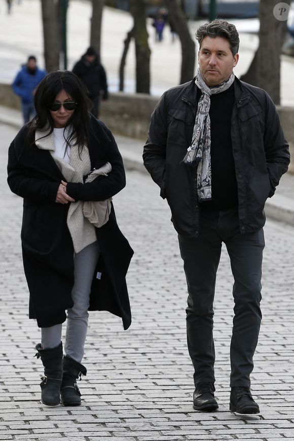 Shannen Doherty and Kurt Iswarienko are seen strolling in Paris, France on February 23, 2015. After having lunch at Kashmir restaurant in Saint-Germain district, Shannen and Kurt visited the Flea markets in North Paris and the Sea Shepherd boat on the Seine. Photo by ABACAPRESS.COM