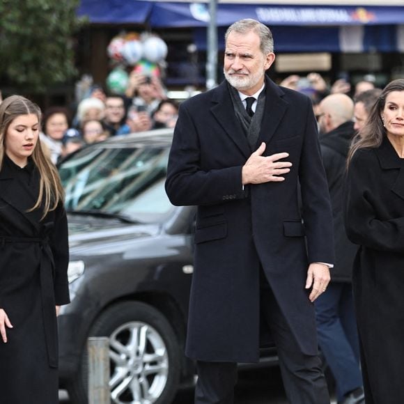 La princesse Leonor d'Espagne, la princesse Sofía d'Espagne, le roi Felipe VI d'Espagne et la reine Letizia d'Espagne assistent aux funérailles de la princesse Irène de Grèce à la cathédrale métropolitaine d'Athènes à Athènes, Grèce, le 19 janvier 2026. Photo by Giannis Panagopoulos/Eurokinissi/ABACAPRESS.COM