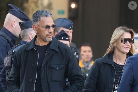 Roschdy Zem et sa compagne Sarah Poniatowski - Obsèques de Nathalie Baye en l'église Saint-Sulpice à Paris le 23 avril 2026. © Dominique Jacovides - Coadic Guirec / Bestimage