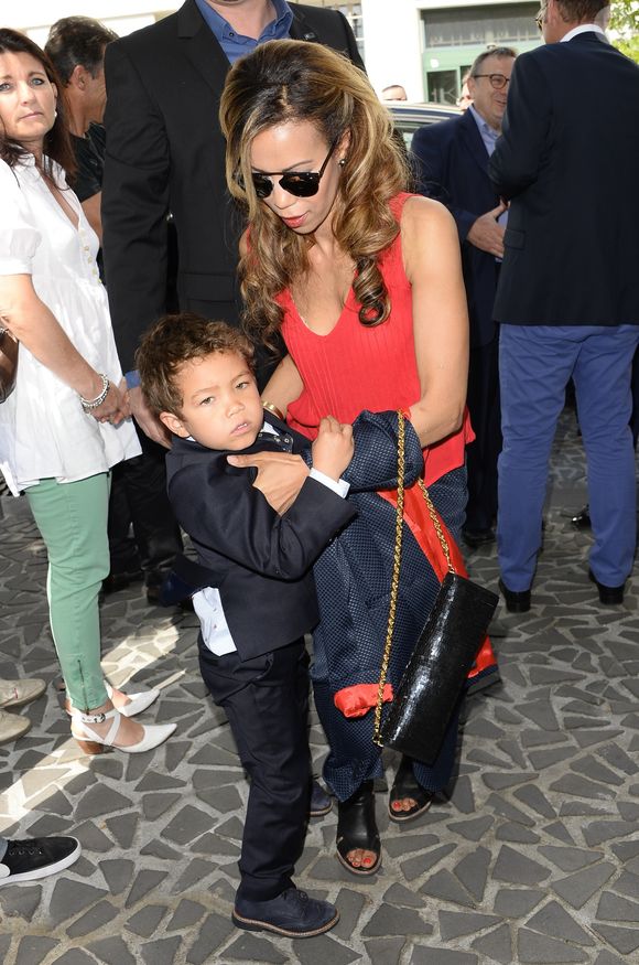 Danyellah Polnareff et son fils Louka - Inauguration de la place Michel Polnareff et ouverture de l'exposition au MuPop (Musée des musiques populaires) qui lui consacre une rétrospective - Montluçon le 20 juin 2015