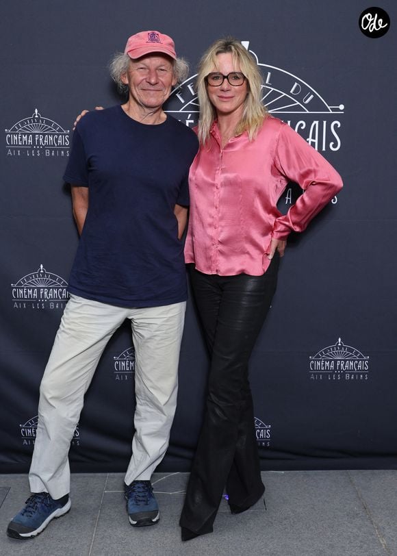 Exclusif - Geraldine Danon et Philippe Poupon au photocall du Festival du Cinéma Francais et de la gastronomie d'Aix-Les-Bains, France, le 6 Juin 2025. © Denis Guignebourg/Bestimage
