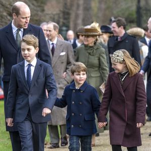 Le prince William, prince de Galles, Le prince George de Galles, Le prince Louis de Galles, Mia Tindall - Members of the Royal Family attend Christmas Day service at St Mary Magdalene Church in Sandringham, Norfolk