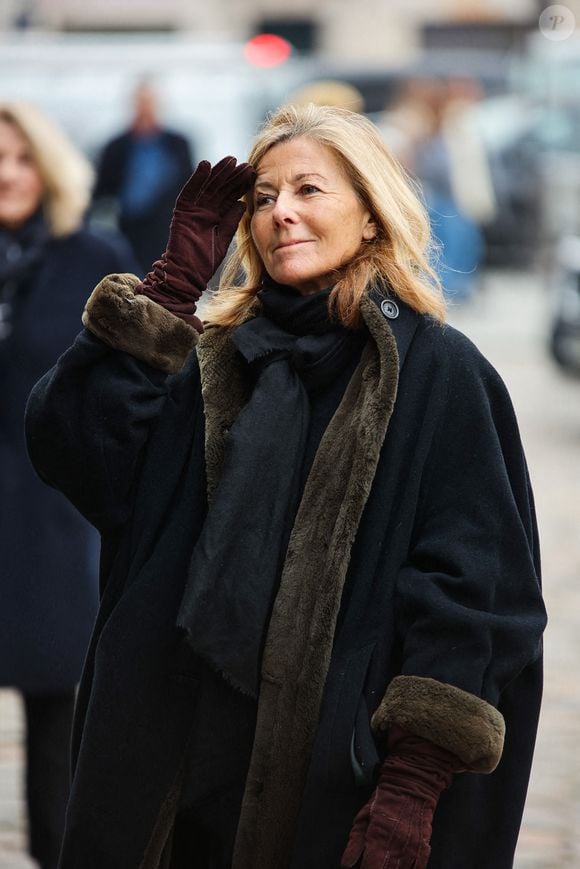 Claire Chazal lors de la messe d'enterrement de Philippe Tesson à l'église Saint Germain des Prés à Paris, France, le 10 février 2023. Le journaliste et critique dramatique, vient de décéder à l'âge de 94 ans, le 1er février. Photo by Nasser Berzane/ABACAPRESS.COM