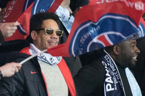 Joey Starr dans les tribunes regardant le match de football des quarts de finale de l'UEFA Champions League, match aller, Paris Saint-Germain vs Manchester City au stade du Parc des Princes à Paris, France le 6 avril 2016. Photo Laurent Zabulon/ABACAPRESS.COM