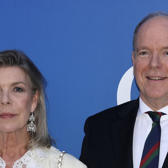 La princesse Caroline de Hanovre, le prince Albert II de Monaco - Soirée de gala caritative "Coeur central" sur le court central du Rolex Monte-Carlo Masters à Monaco le 19 juin 2024. © Claudia Albuquerque/Bestimage