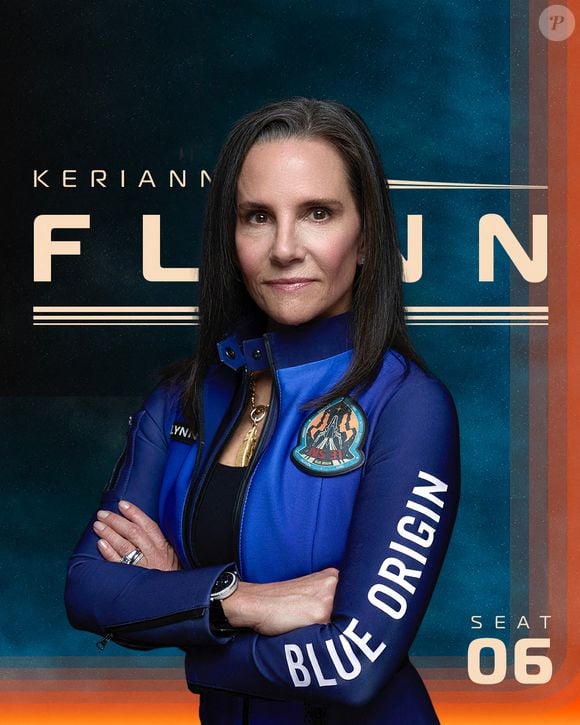 La photo montre le portrait de Kerianne Flynn, productrice américaine, au sein de l'équipage de BlueOrigin New Shepard-31 Portrait Card. Le 14 avril 2025, Blue Origin lancera la mission New Shepard-31 (NS-31), marquant un moment historique avec le premier équipage exclusivement féminin depuis le vol de Valentina Terechkova en 1963.  Photo par Blue Origin via ABACAPRESS.COM