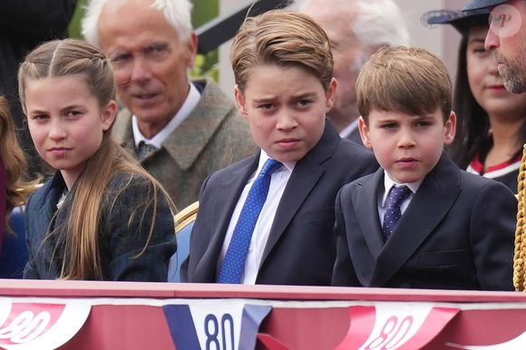La princesse Charlotte de Galles, Le prince George de Galles,Le prince Louis de Galles - Members of The Royal Family attend the VE80 Celebrations at Buckingham Palace, London, UK, on the 5th May 2025. © Julien Burton / Bestimage