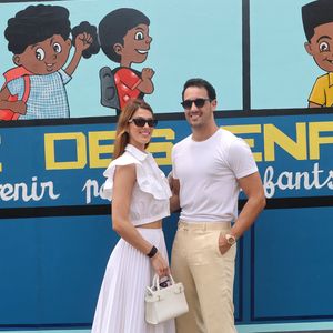 Exclusif -  Iris Mittenaere et son compagnon Diego El Glaoui - Madame D.Ouattara, Première Dame de la Côte d'Ivoire, accompagnée de Madame D.Tshisekedi, Première Dame du Congo, a inauguré la Case des Enfants, reconstruite suite aux fonds récoltés lors du Gala 2022 de la Fondation "Children of Africa", à Abidjan. Le 1er mars 2024 © Dominique Jacovides / Bestimage