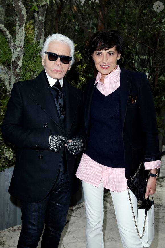 Karl Lagerfeld et Ines de la Fressange - -People au defile de mode Chanel haute-couture printemps ete 2013 au Grand Palais a Paris. Le 22 janvier 2013