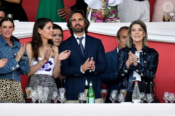 Charlotte Casiraghi, Dimitri Rassam et la princesse Caroline de Hanovre durant la dernière soirée de la 17eme édition du Longines Global Champions Tour à Monaco, le 1er juillet 2023 sur le port de Monaco, pour le Longines Global Champions. C'est le français Julien Épaillard qui a remporté le Longines Global Champions Tour Grand Prix du Prince de Monaco, doté de 1,5 millions d'euros, suivi par Harrie Smolders et Jane Sadran. © Bruno Bebert/Bestimage