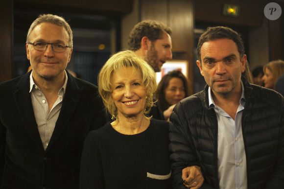 Laurent Ruquier, Catherine Barma et Yann Moix - Remise du Prix Philippe Caloni 2015 à la Scam (Société Civile des Auteurs Multimedias) à Paris le 24 novembre 2015. Le prix Philippe Caloni distingue chaque année un journaliste professionnel pratiquant avec talent l'exercice de l'interview ou de l'entretien.  © Veeren / Bestimage