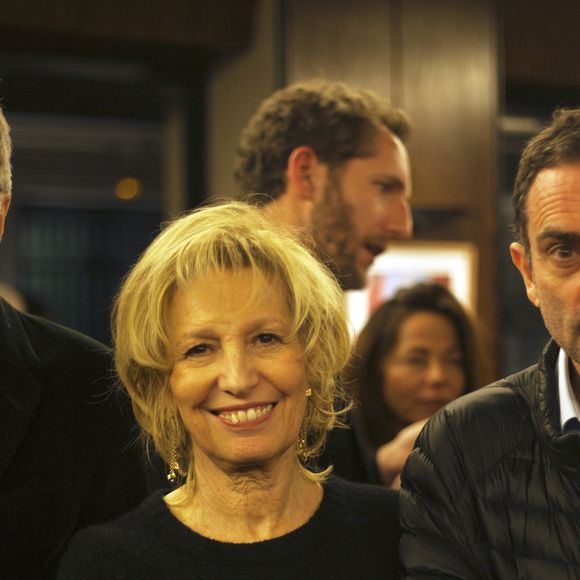 Laurent Ruquier, Catherine Barma et Yann Moix - Remise du Prix Philippe Caloni 2015 à la Scam (Société Civile des Auteurs Multimedias) à Paris le 24 novembre 2015. Le prix Philippe Caloni distingue chaque année un journaliste professionnel pratiquant avec talent l'exercice de l'interview ou de l'entretien.  © Veeren / Bestimage