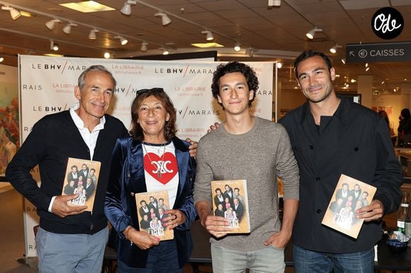Olivier Kretz, Sandrine Kretz, Valentin Kretz, Raphaël Kretz - Séance de dédicace du livre « Bienvenue à l'Agence » de la famille Kretz au BHV Marais, le 14 mai 2024 à Paris, en France. Photo de Nasser Berzane/ABACAPRESS.COM