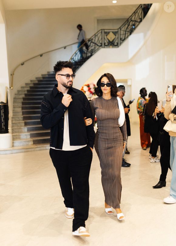 Nabilla et son mari Thomas Vergara à la sortie de l'hôtel "Martinez" lors du 76ème Festival International du Film de Cannes, le 23 mai 2023.  © Da Silva / Perusseau / Bestimage