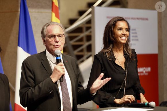 Renaud Muselier, président du conseil régional de Provence-Alpes-Côte d'Azur, Karine Le Marchand - Karine Le Marchand participe à la manifestation "L’amour est tout près" à l'Hôtel de Région Paca à Marseille, le 30 octobre 2025. © Luc Boutria / Nice Matin / Bestimage