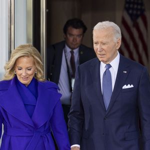 Joe et Jill Biden accueillent Donald et Melania Trump à la Maison Blanche le jour de l'investiture de Donald Trump en tant que 47ème Président des Etats-Unis. Washington DC, le 20 janvier 2025.