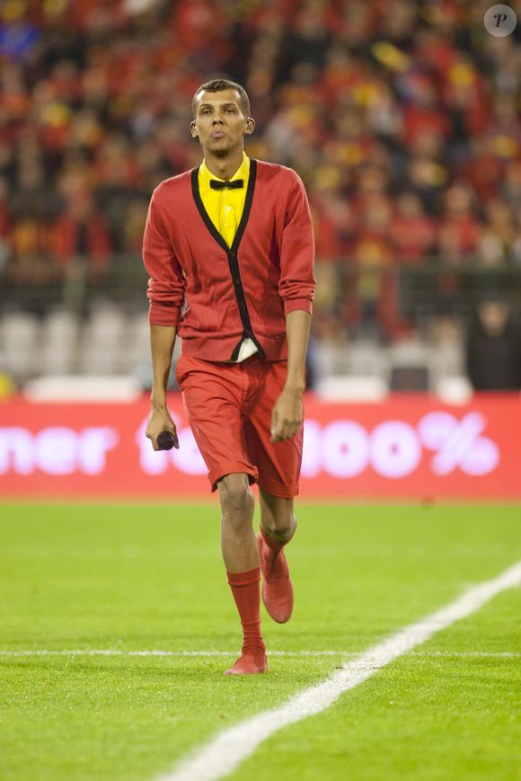 Le chanteur Stromae au Stade Roi Baudouin a Bruxelles en Belgique le 15 octobre 2013.
