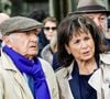 Anne Sinclair et son compagnon Pierre Nora - Sorties des obsèques de l'avocat pénaliste, ancien ministre, grand officier de la Légion d'honneur, Georges Kiejman au cimetière du Montparnasse dans le 14ème arrondissement de Paris © Cyril Moreau/Bestimage