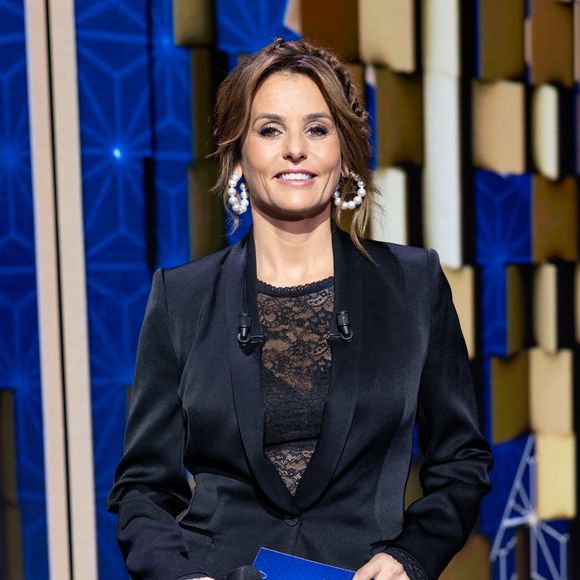 Exclusif - Faustine Bollaert lors de l'enregistrement de l'émission "La Boîte à secrets", présentée par Faustine Bollaert et diffusée le 17 octobre sur France 3, dans les studios du Lendit à Saint-Denis, France, le 23 septembre 2025. © Cyril Moreau/Bestimage
