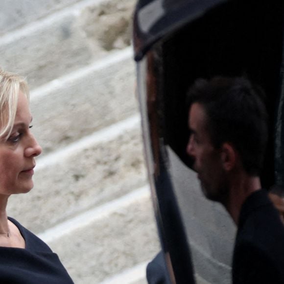 Audrey Crespo-Mara - Sorties des obsèques de Thierry Ardisson en l’église Saint-Roch de Paris, France, le 17 juillet 2025.  © Clovis-Jacovides/Bestimage