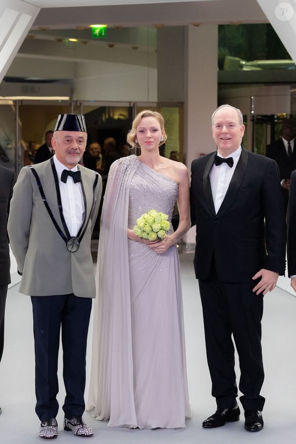 Christian Louboutin, TT.SS.HH. Le prince Albert II (Le prince Albert II de Monaco) et la princesse Charlène de Monaco (La princesse Charlène de Monaco) assistent à la 70e édition du Bal de la Rose au Sporting Club de Monte-Carlo à Monaco, le 21 mars 2026.  © Olivier Huitel/Pool Monaco/Bestimage