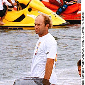 Vincent Lagaf à Cavalaire, France, le 25/09/99. Crédit Patrick Bar/Nice Matin/Abaca