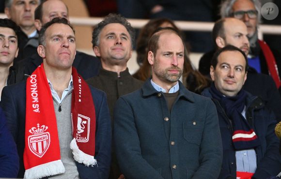 Le prince William, prince de Galles assiste en tribune à la 7ème journée de Ligue des Champions 2024/2025 opposant l'AS Monaco à Aston Villa au stade Louis II de Monaco, le 21 janvier 2025. © Bruno Bebert/Bestimage