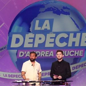 Cyril Hanouna, Andrea Bruche, sur le plateau de TBT9 (Tout beau tout n9uf), présenté par C.Hanouna, et diffusé en direct sur W9, à Paris, France, le 3 avril 2026. © Jack Tribeca/Bestimage