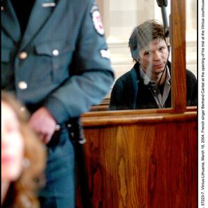 Le chanteur français Bertrand Cantat à l'ouverture de son procès au palais de justice de Vilnius. © Mousse/Hounsfield/ABACA