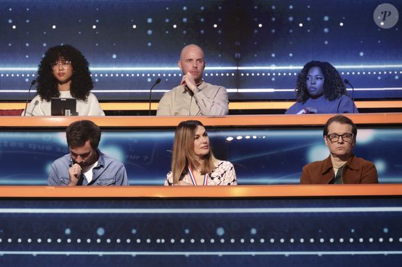 Exclusif - Bertrand Chameroy, Benabar, Hélèna Noguera, lors de l'enregistrement de l'émission "100% Logique", présentée par C.Féraud et diffusée le 18 avril 2026 sur France 2, à Paris, France, le 20 février 2026. © Jack Tribeca/Bestimage