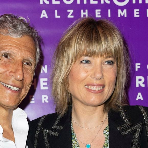 Nagui et sa femme Mélanie Page - Photocall du Gala de la Fondation Recherche Alzheimer placée sous le signe de l’émotion et du partage avec un concert unique sur le thème "2 générations chantent pour la 3ème" à l’Olympia à Paris le 17 mars 2025. © Olivier Borde - Bertrand Rindoff/Bestimage