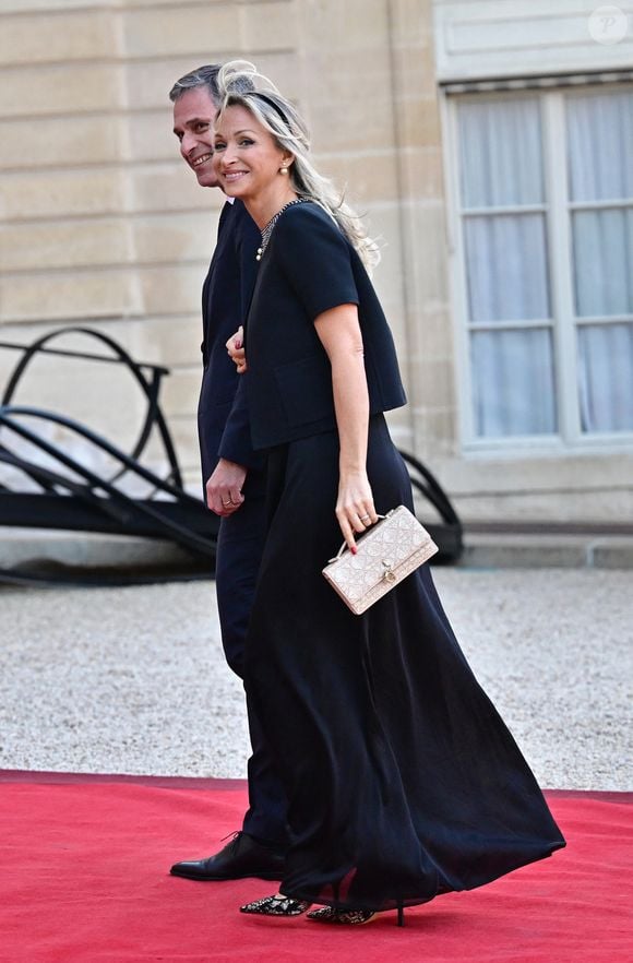 Rodolphe Saadé (Pdg de CMA-CGM et sa femme Véronique Albertini-Saadé - Arrivées au dîner d'état au palais de l'Elysée à Paris donné en l'honneur du roi et de la reine de Danemark le 31 mars 2025.

© Christian Liewig / Bestimage