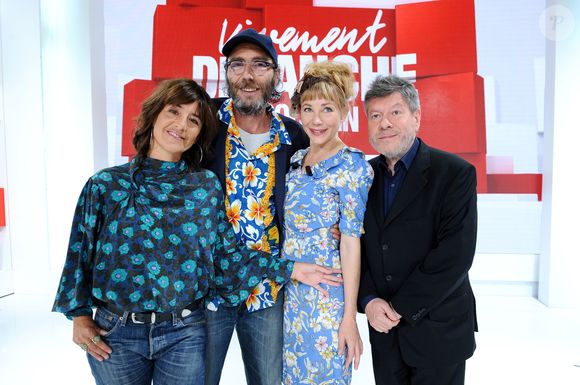 Exclusif - Romane Bohringer,  Philippe Rebbot, Julie Depardieu et Régis Laspalès - Enregistrement de l'émission "Vivement Dimanche" au Studio Gabriel à Paris, qui sera diffusée le 23 septembre sur France 2. Le 17 septembre 2018 © Guillaume Gaffiot / Bestimage