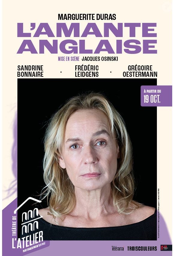 Dans "L'Amante Anglaise", une femme est interrogée suite à la disparition de son mari.

Affiche du spectacle "L'Amante Anglaise" au Théâtre de l'Atelier.