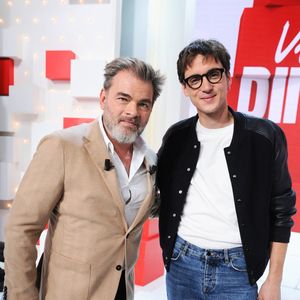 Clovis Cornillac et Pierre Guenard - Enregistrement de l'émission Vivement dimanche au studio Gabriel, présentée par M.Drucker et diffusée sur France 3 le 22 octobre 2023.
© Guillaume Gaffiot / Bestimage