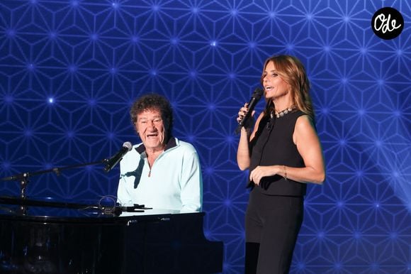 Exclusif - Faustine Bollaert, Robert Charlebois lors de l'enregistrement de l'émission "La Boîte à secrets", présentée par F.Bollaert et diffusée le 23 octobre sur France 3, à Paris, France, le 15 septembre 2026. © Jack Tribeca/Bestimage