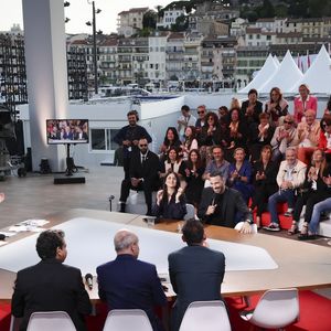 Exclusif - Anne-Elisabeth Lemoine, Géraldine Nakache, Adil Rami - Plateau de l'émission "C à vous" lors du 78ème Festival International du Film de Cannes le 23 mai 2025. © Jack Tribeca / Bestimage