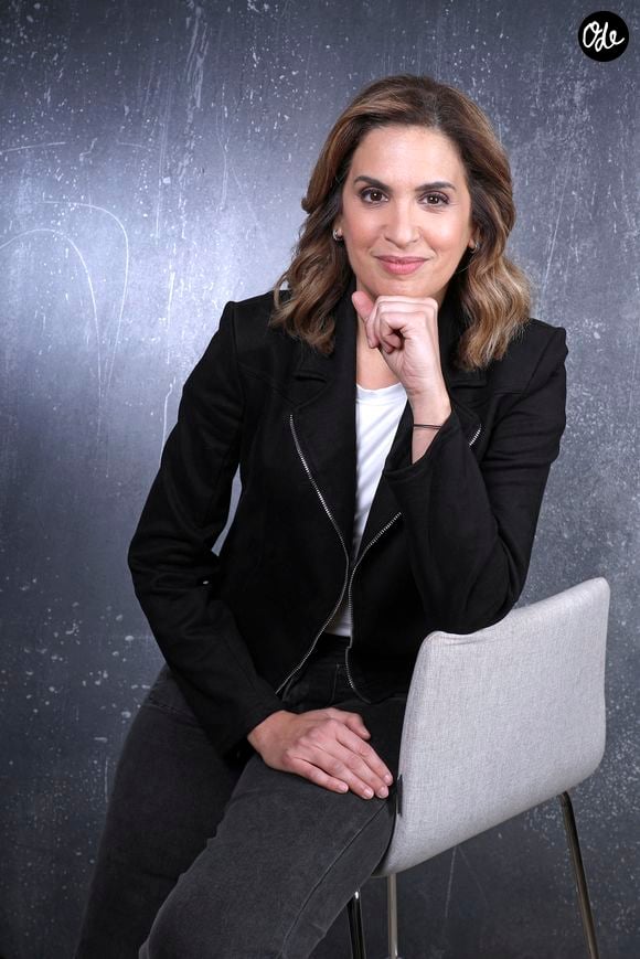 Exclusif - Sonia Mabrouk pose lors de l'enregistrement de l'émission "Chez Jordan de Luxe" à Paris le 16 octobre 2024. © Cédric Perrin/Bestimage