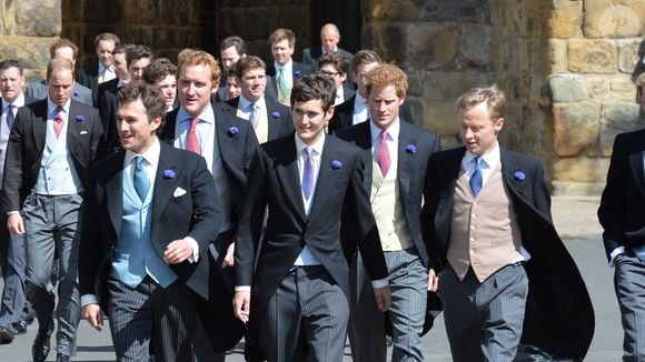 Le marie, Thomas van Straubenzee (a gauche) avec le prince William et le prince Harry - Mariage de Thomas van Straubenzee et de Lady Melissa Percy a Northumbria en Angleterre, le 21 juin 2013