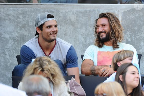 Florent Manaudou et Jeremy Frérot assistent à la demi-finale du Top 14 "Clermont - Racing 92" au stade Vélodrome à Marseille, le 27 mai 2017.