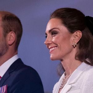 Le prince William et Kate Middleton lors d'un concert à la Horse Guards Parade à Londres, pour clôturer le 80e anniversaire des commémorations du jour de la Victoire en Europe au Royaume-Uni. Londres, Royaume-Uni, le 8 mai 2025. Photo de Stephen Lock/I-Images/ABACAPRESS.COM