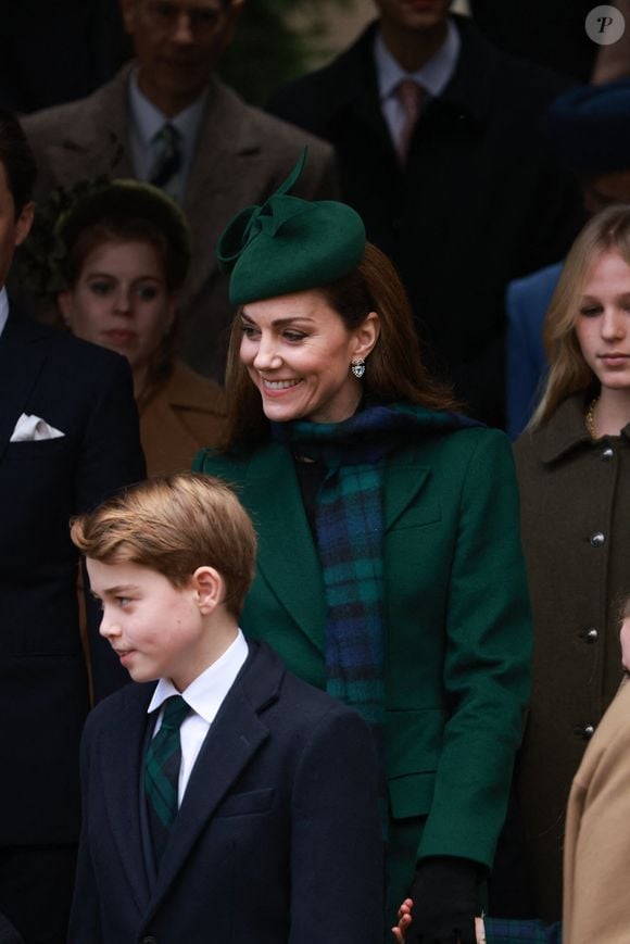 Catherine (Kate) Middleton, princesse de Galles, Prince George - La famille royale britannique se rend à la messe de Noël à Sandringham le 25 décembre 2024.